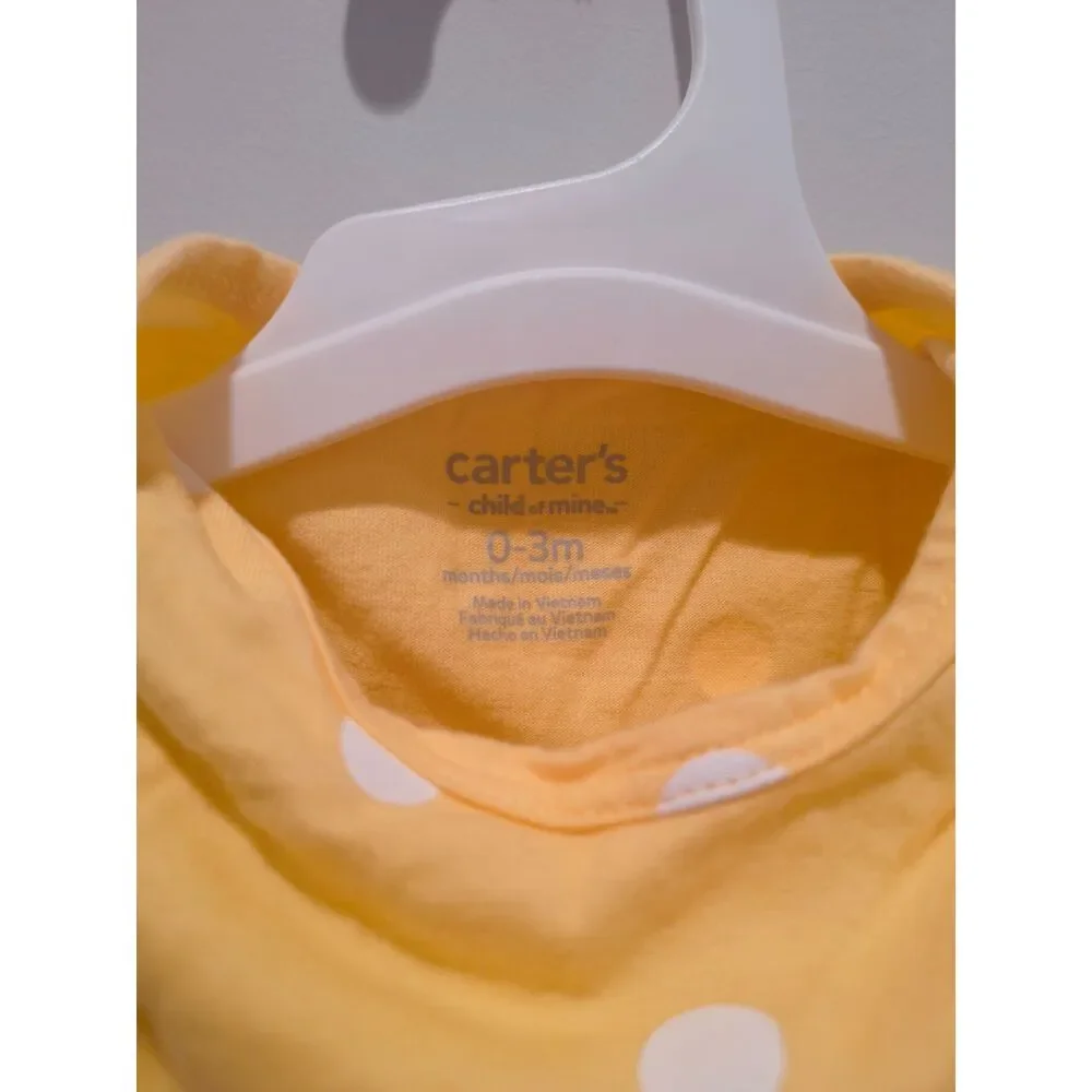 Carter's Baby Girl Romper and Dress Set, 100% Cotton, 2-Piece, Sizes 0-3 Months